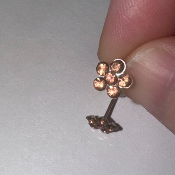 7mm Pink Flower Cz And Sterling Post Earrings - Picture 4 of 14